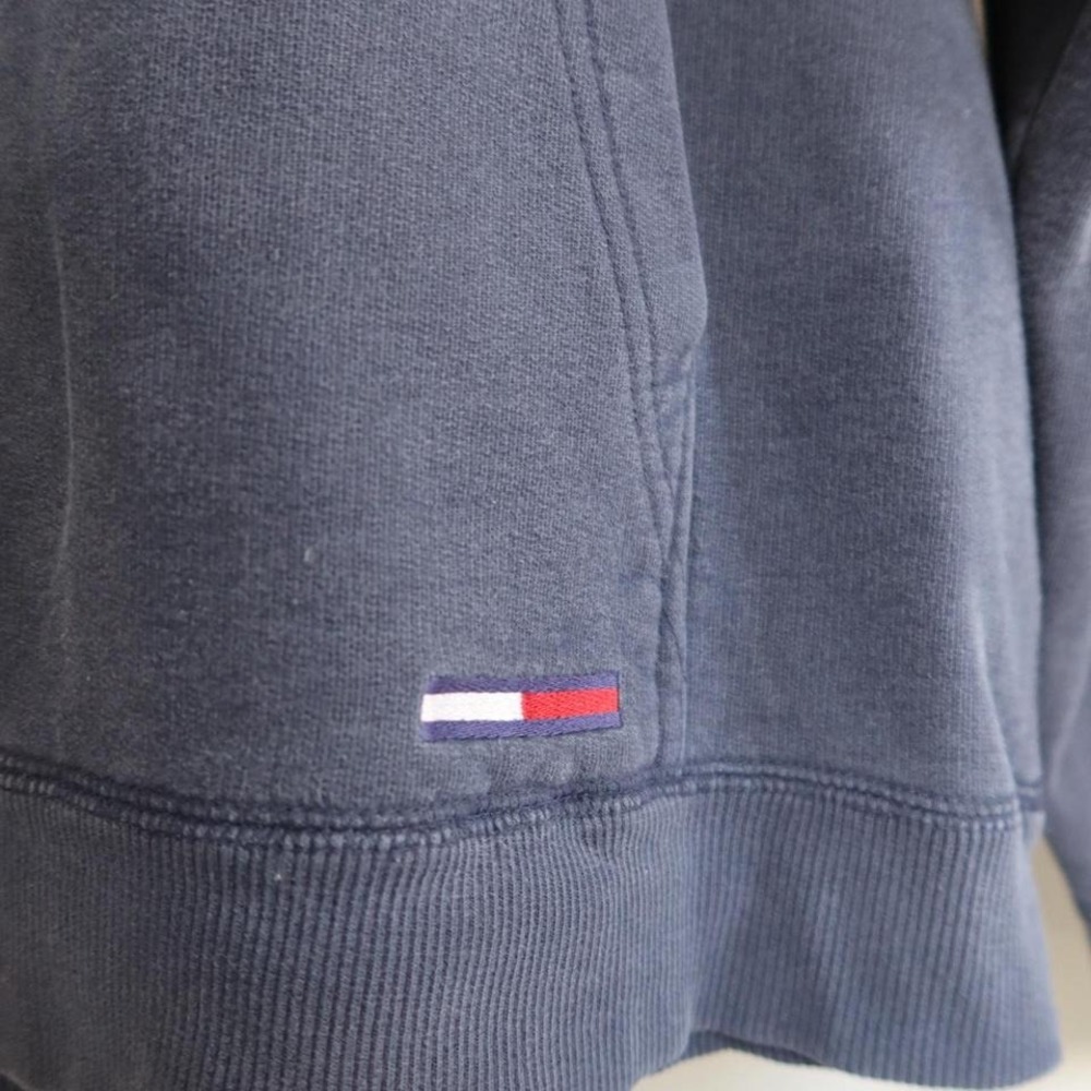 Tommy Hilfiger Hoodie Navy Blue Stitching Raised Detailing‎ Unique Throwback Y2K - Picture 4 of 6